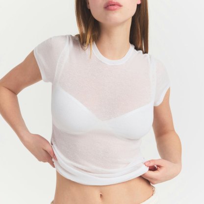 SHEER RIB T-SHIRT - SNOW - image 3