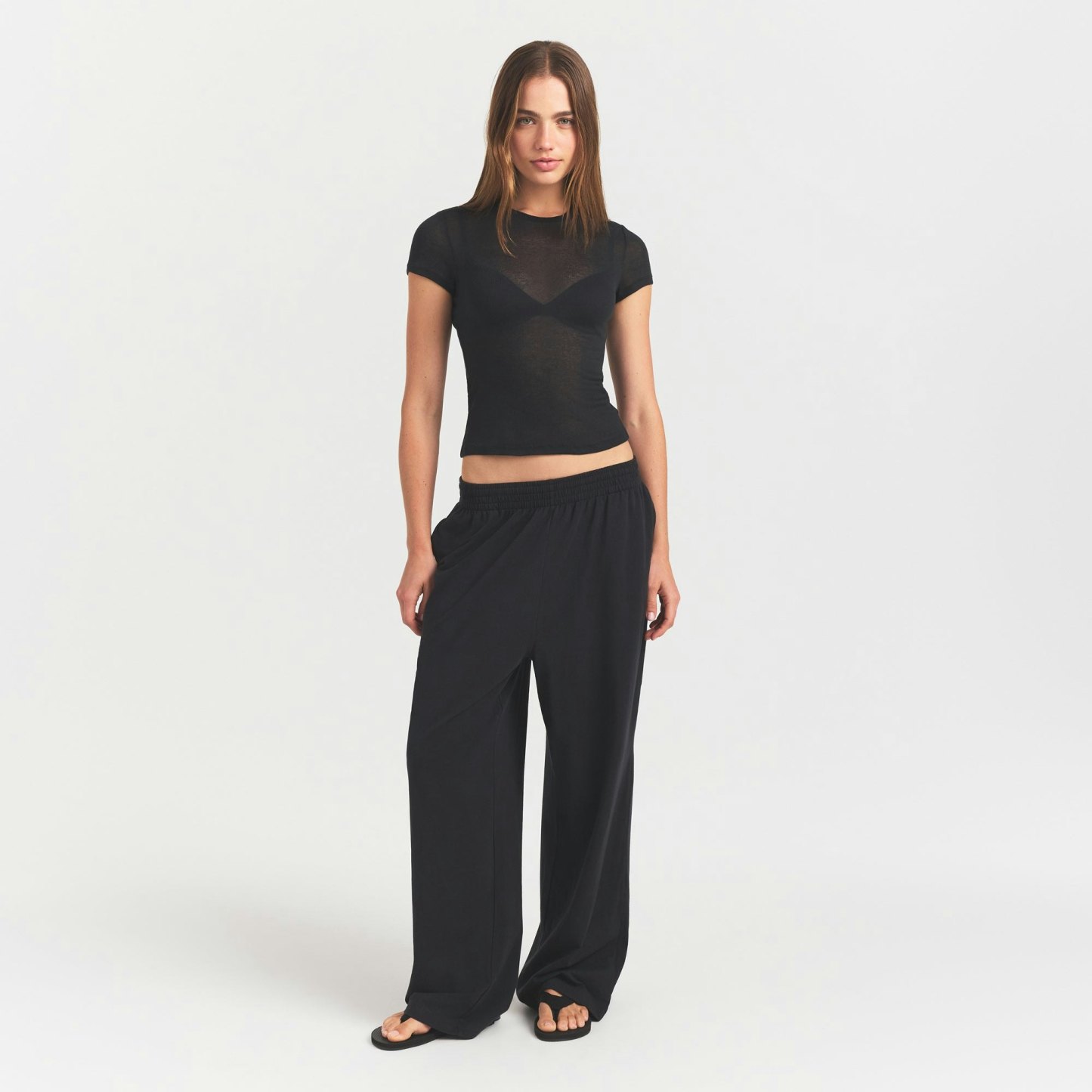 SHEER RIB T-SHIRT - SOOT - image 10