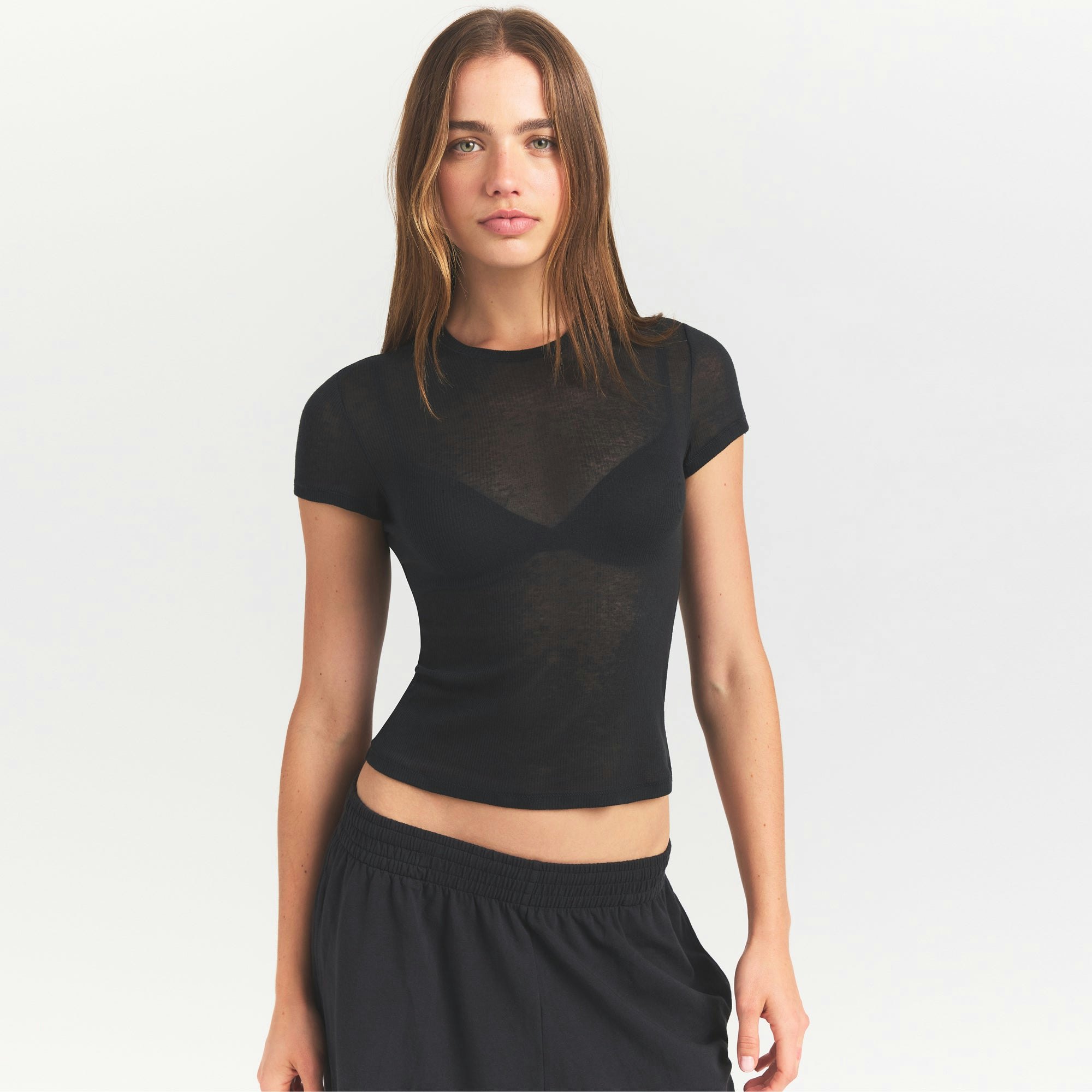 SHEER RIB T-SHIRT - SOOT - image 11