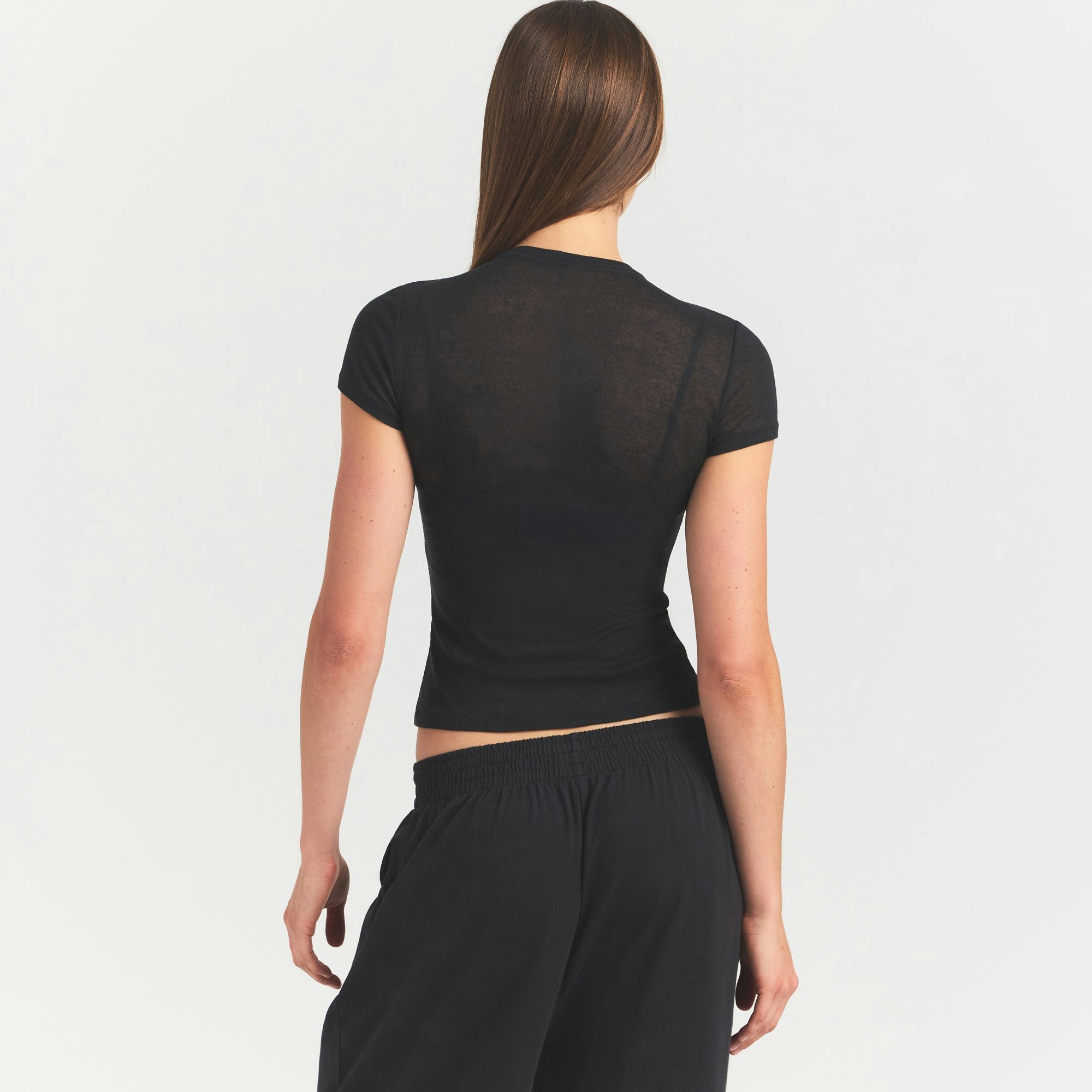 SHEER RIB T-SHIRT - SOOT - image 12