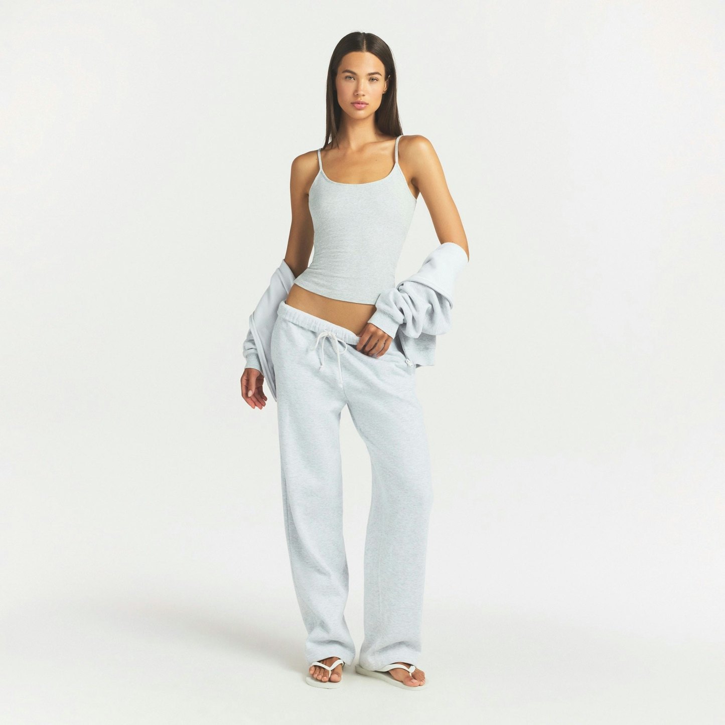 COTTON FLEECE CLASSIC STRAIGHT LEG PANT - LIGHT HEATHER GREY