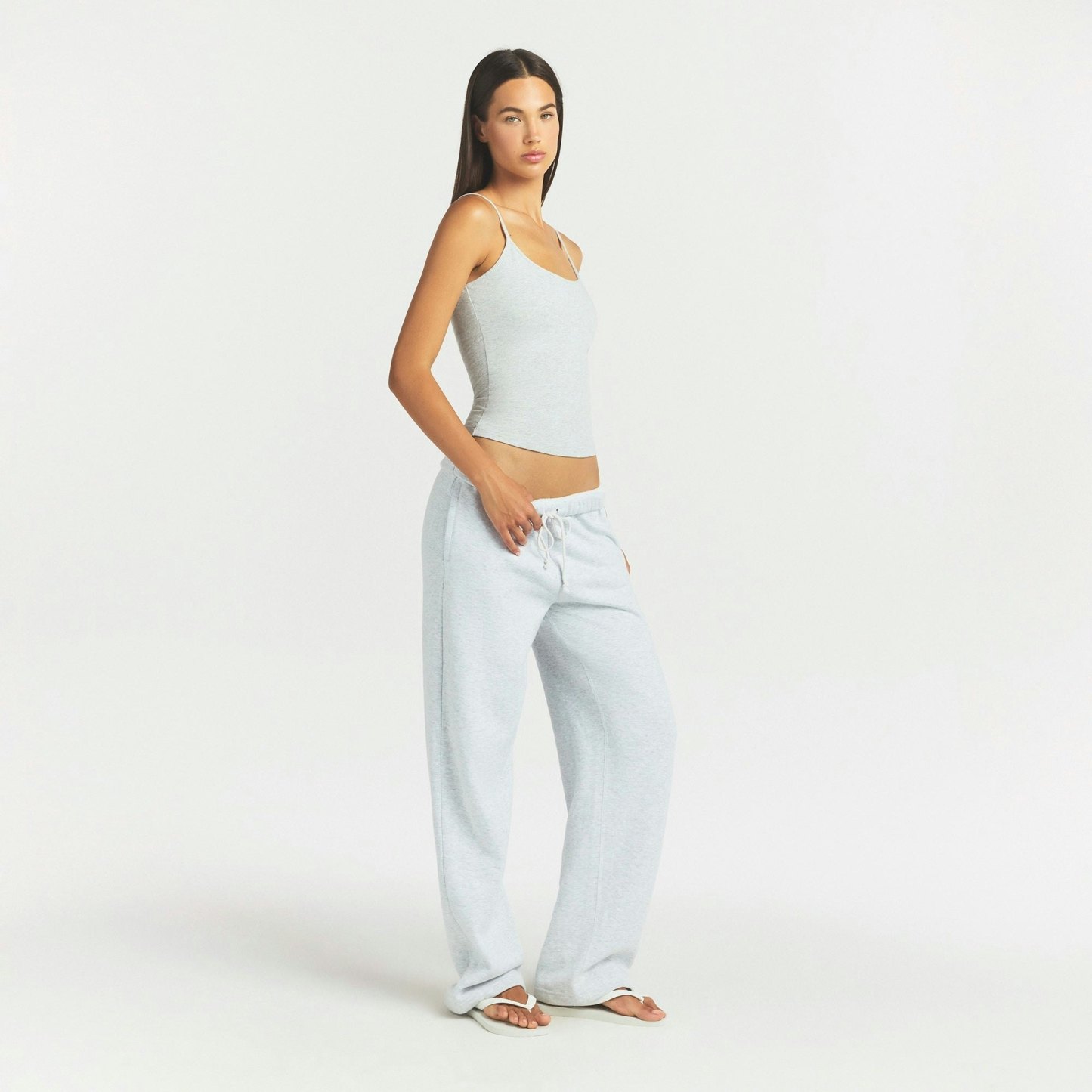 COTTON FLEECE CLASSIC STRAIGHT LEG PANT - LIGHT HEATHER GREY - image 2