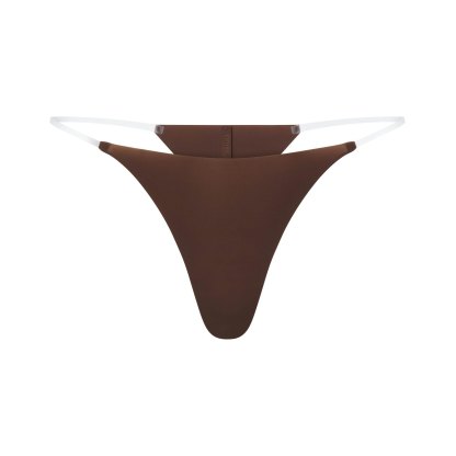 INVISIBLE CLEAR STRAP STRING THONG - COCOA