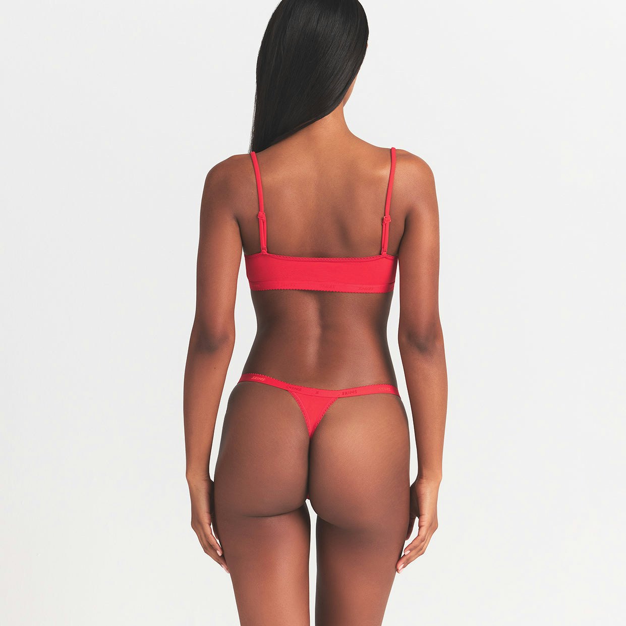 LIGHTWEIGHT COTTON LOGO PICOT THONG - RUBY TONAL