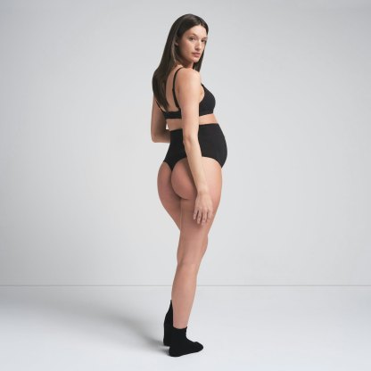 COTTON JERSEY MATERNITY HIGH-WAISTED THONG - SOOT