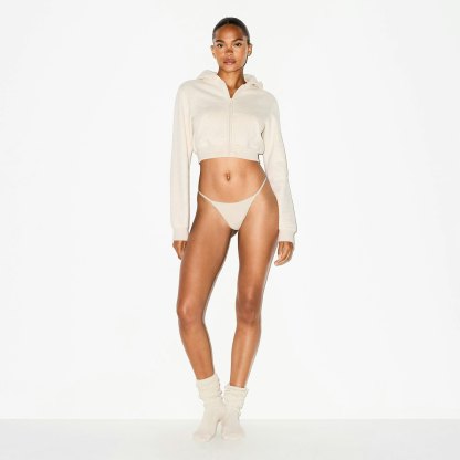 LIGHTWEIGHT COTTON STRING THONG - OATMEAL HEATHER