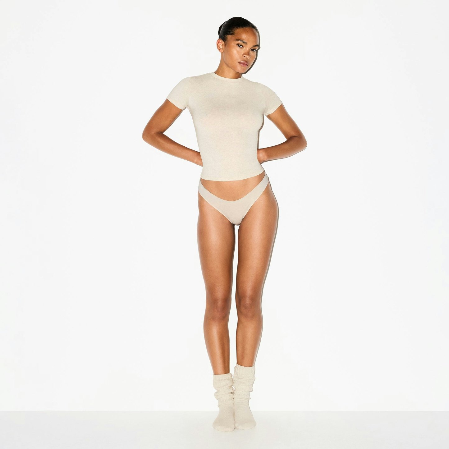 LIGHTWEIGHT COTTON THONG - OATMEAL HEATHER