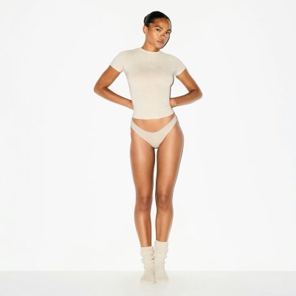 LIGHTWEIGHT COTTON THONG - OATMEAL HEATHER