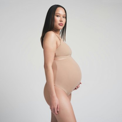 FITS EVERYBODY MATERNITY HIGH-WAISTED THONG - CLAY