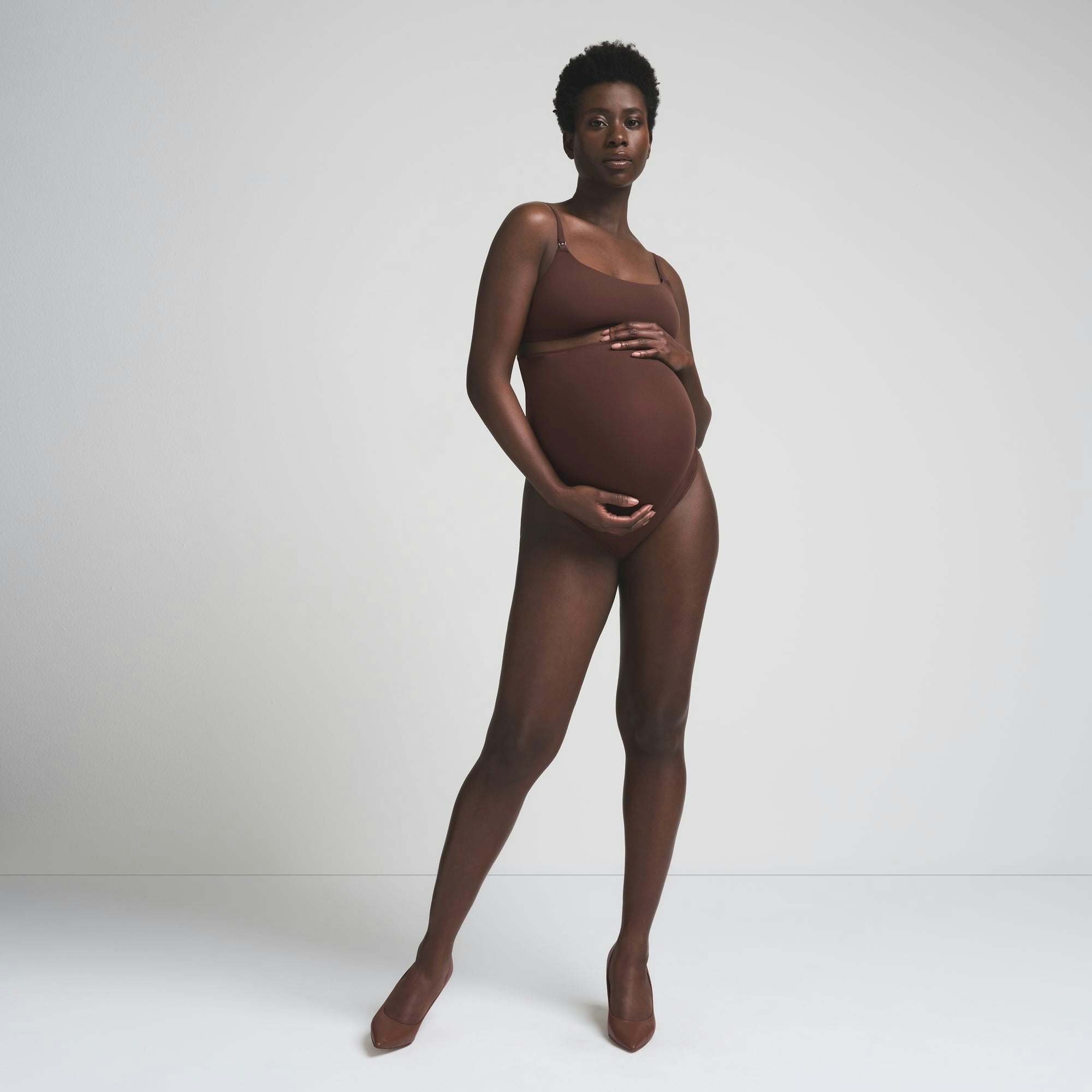 FITS EVERYBODY MATERNITY HIGH-WAISTED THONG - COCOA