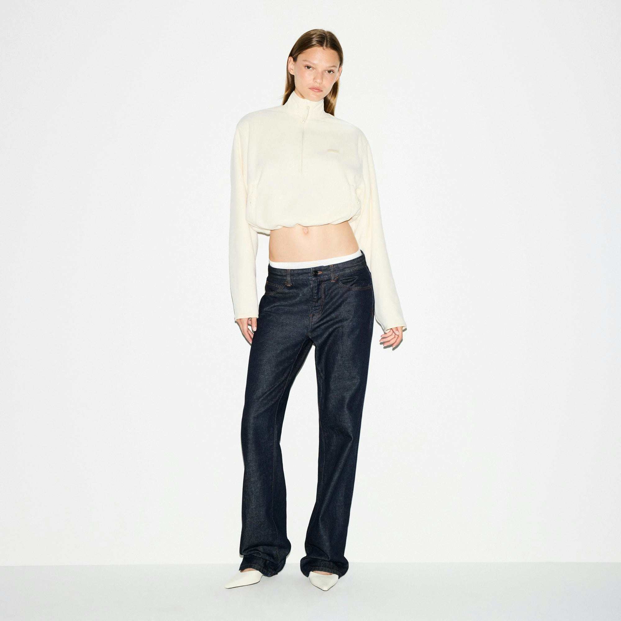 OUTDOOR FLEECE HALF ZIP PULLOVER - ECRU - image 2