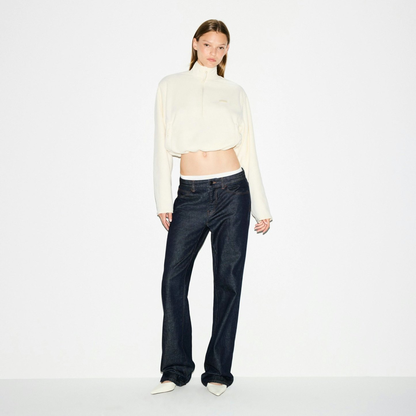 OUTDOOR FLEECE HALF ZIP PULLOVER - ECRU - image 2
