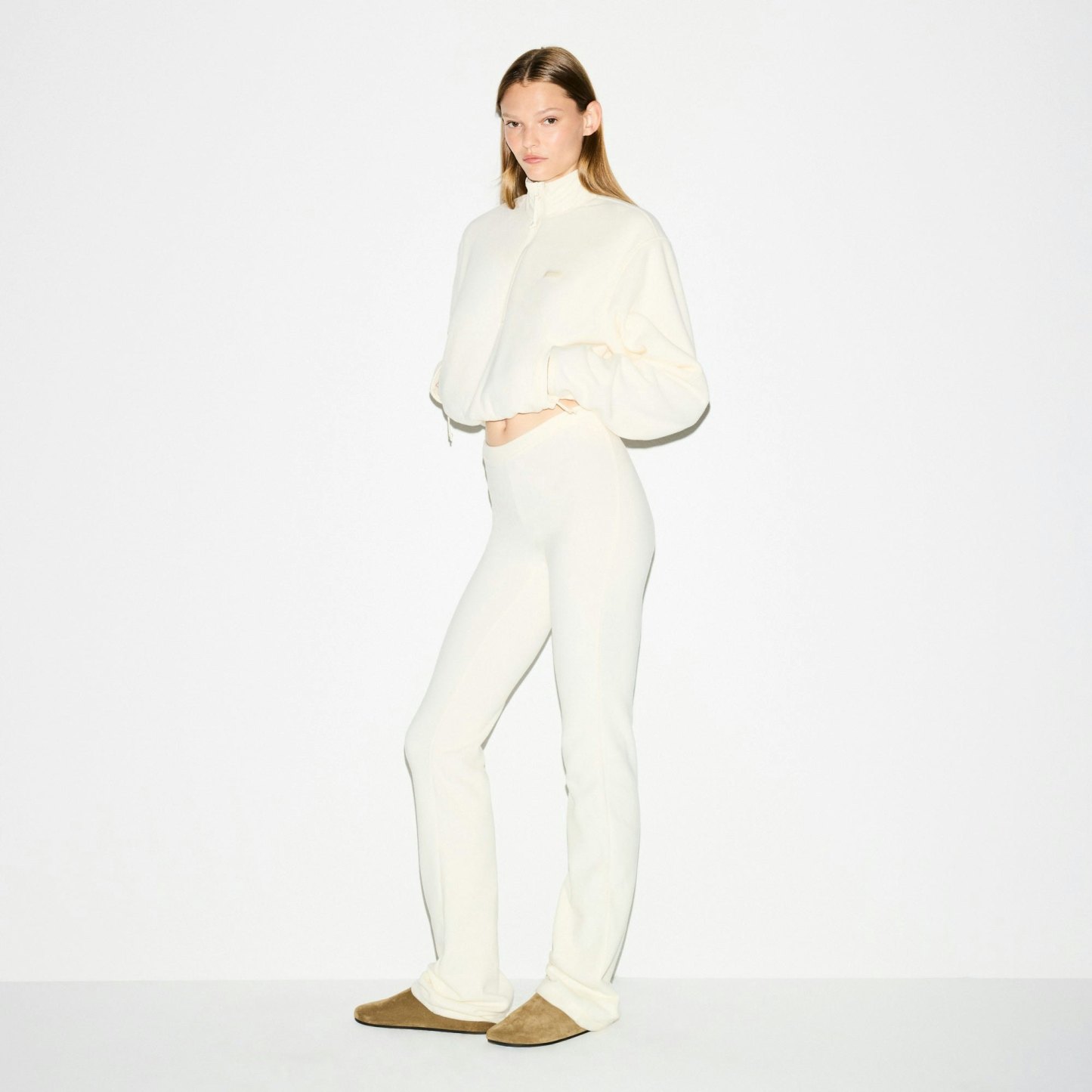 OUTDOOR FLEECE HALF ZIP PULLOVER - ECRU - image 4