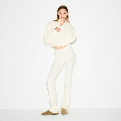 OUTDOOR FLEECE HALF ZIP PULLOVER - ECRU