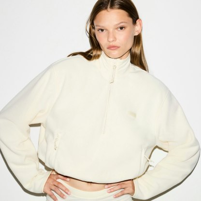 OUTDOOR FLEECE HALF ZIP PULLOVER - ECRU - image 3