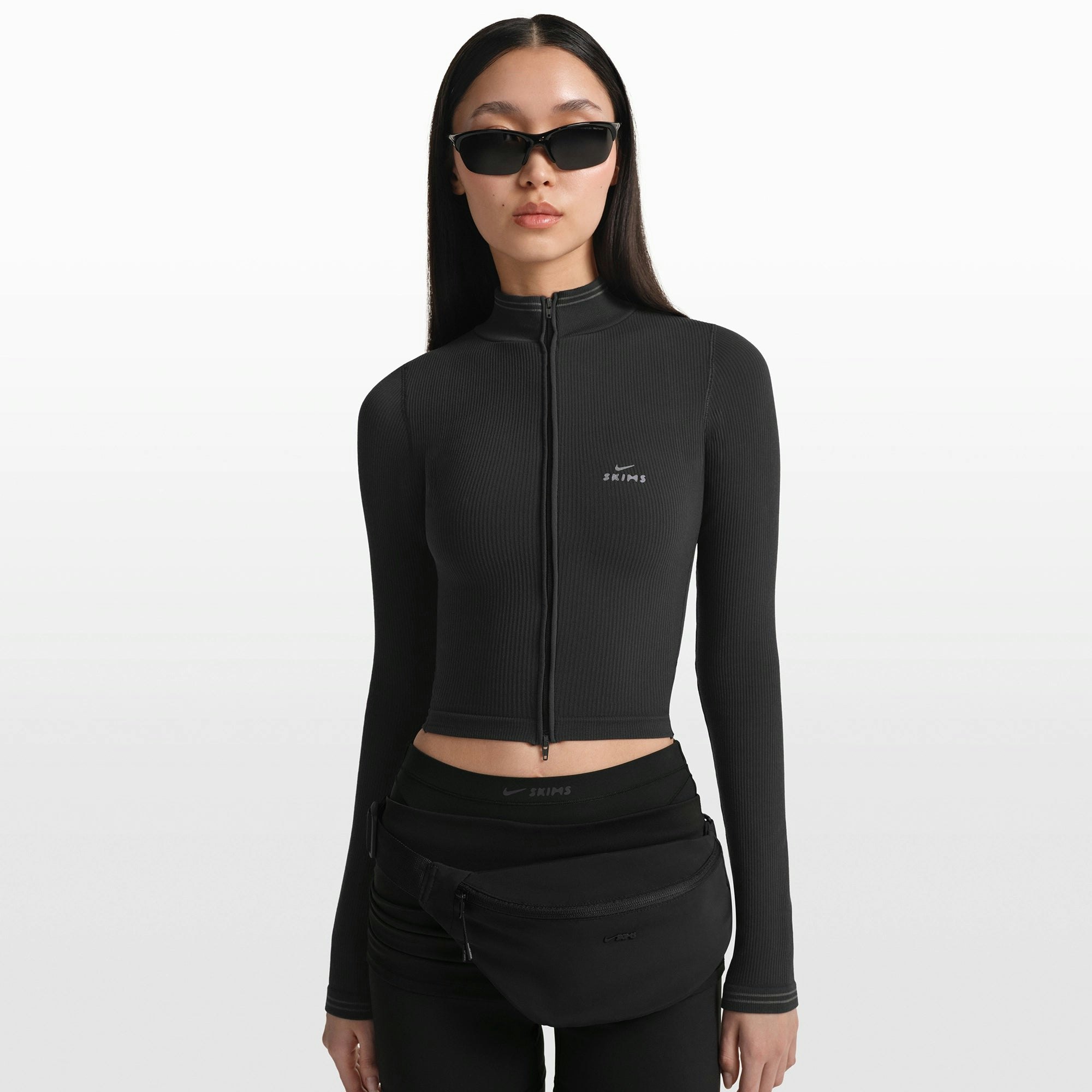 NikeSKIMS RIBBED SEAMLESS ZIP UP CROP JACKET - OBSIDIAN - image 10