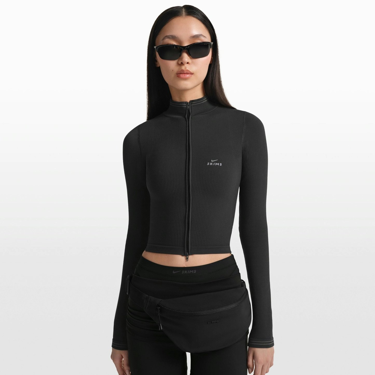 NikeSKIMS RIBBED SEAMLESS ZIP UP CROP JACKET - OBSIDIAN - image 10