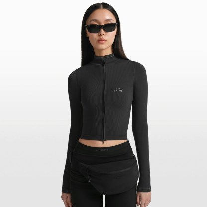 NikeSKIMS RIBBED SEAMLESS ZIP UP CROP JACKET - OBSIDIAN - image 10
