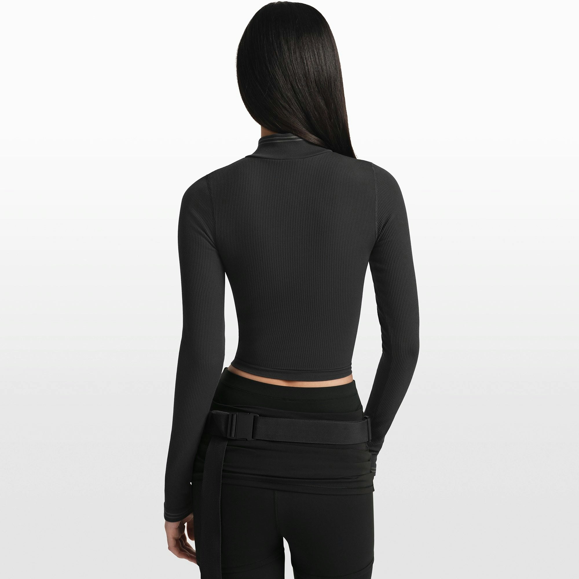 NikeSKIMS RIBBED SEAMLESS ZIP UP CROP JACKET - OBSIDIAN - image 13