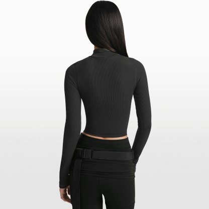 NikeSKIMS RIBBED SEAMLESS ZIP UP CROP JACKET - OBSIDIAN - image 13