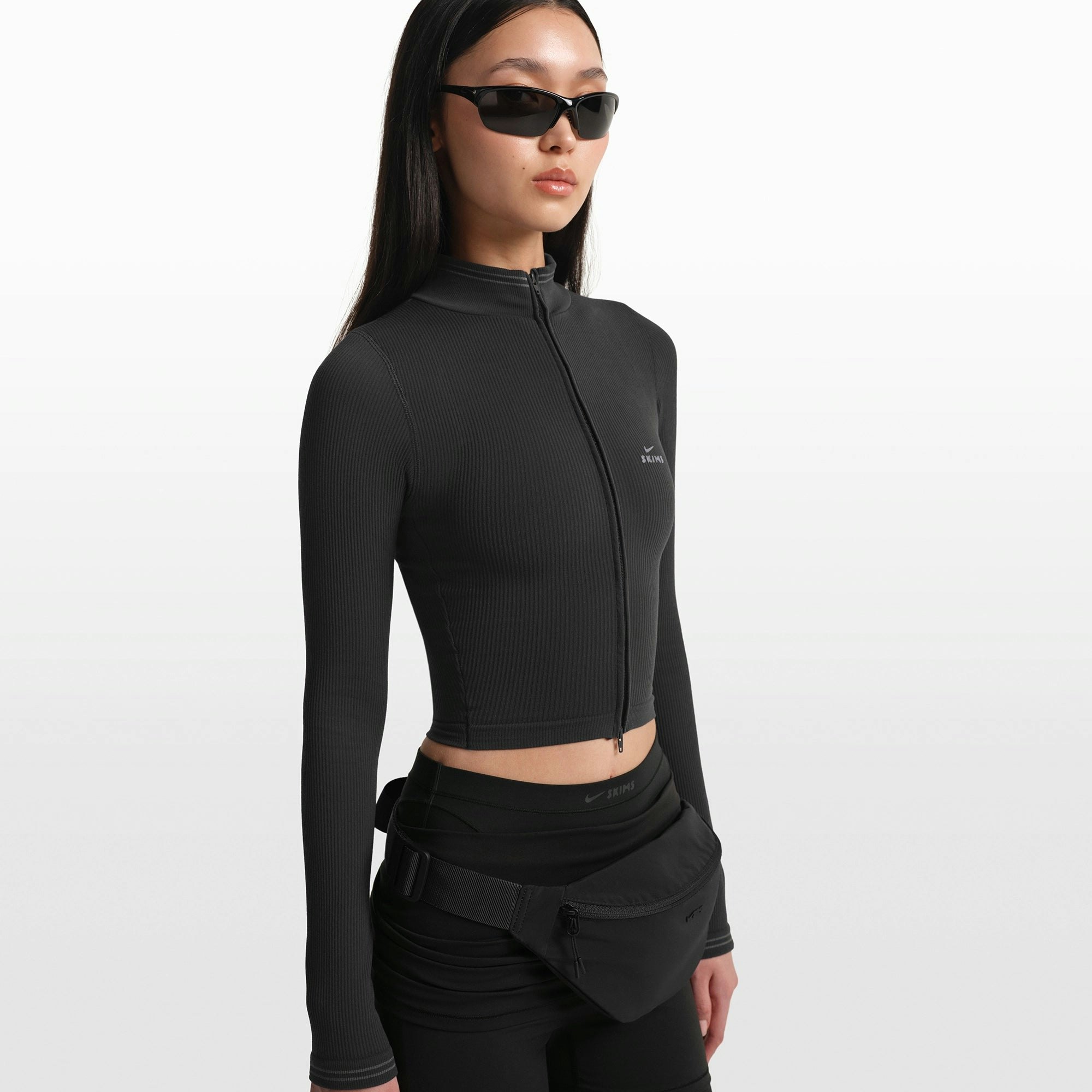 NikeSKIMS RIBBED SEAMLESS ZIP UP CROP JACKET - OBSIDIAN - image 12