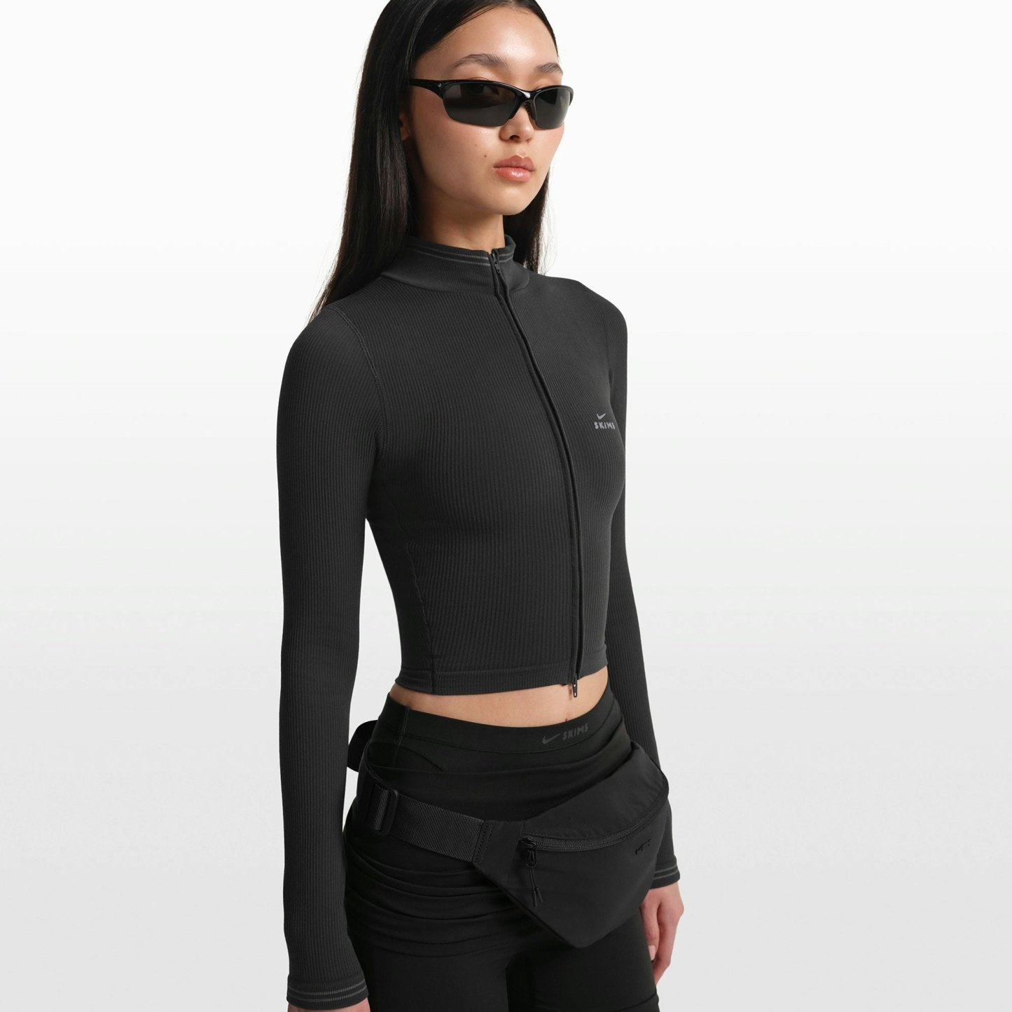 NikeSKIMS RIBBED SEAMLESS ZIP UP CROP JACKET - OBSIDIAN - image 12
