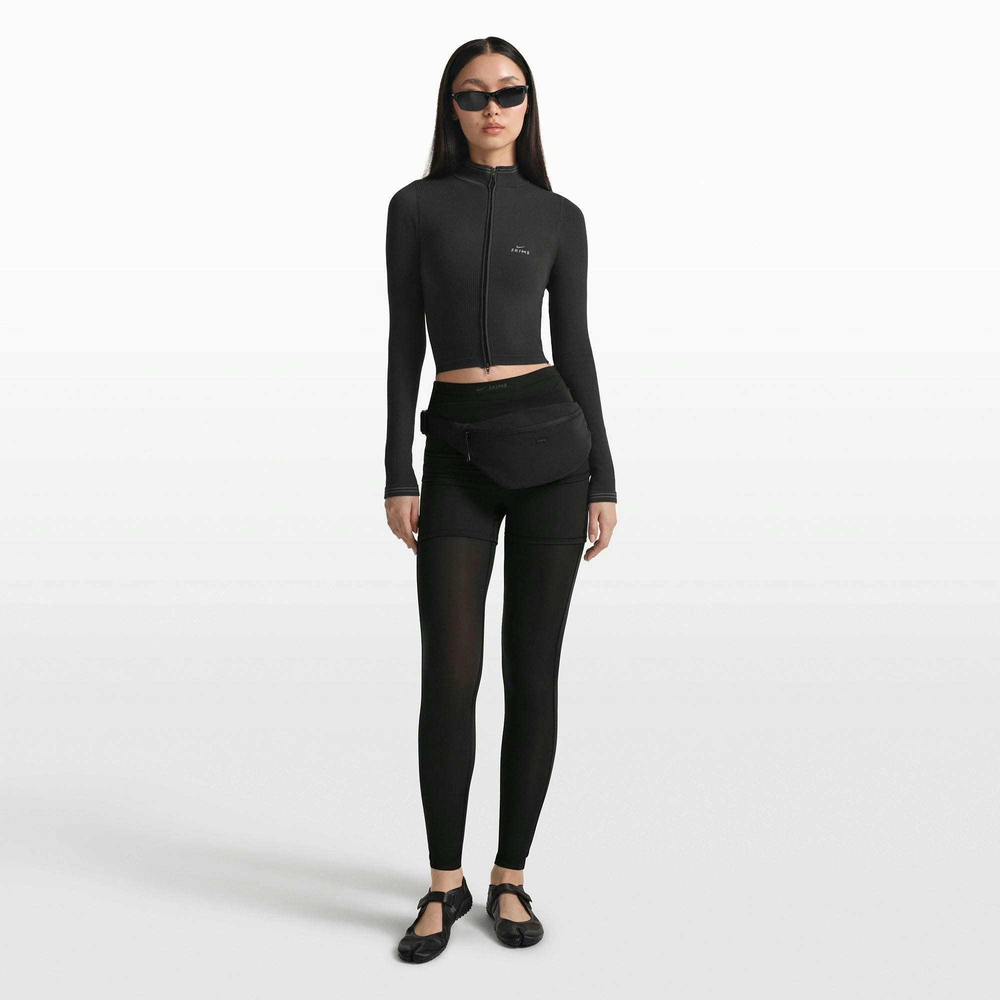 NikeSKIMS RIBBED SEAMLESS ZIP UP CROP JACKET - OBSIDIAN - image 9