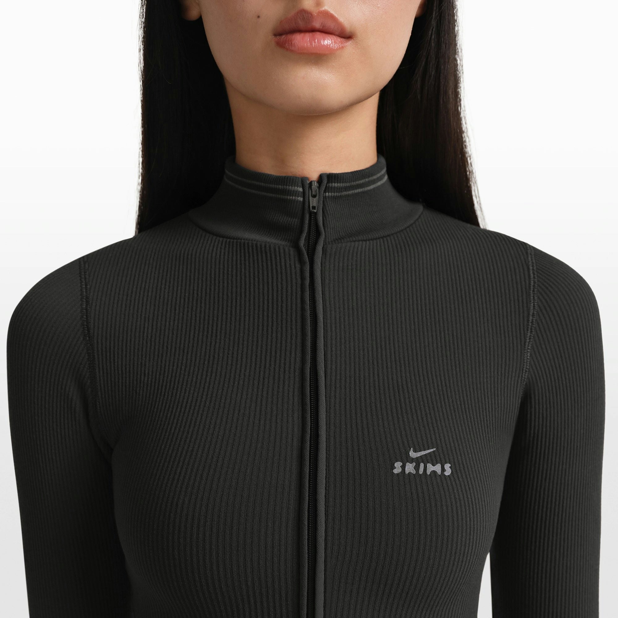 NikeSKIMS RIBBED SEAMLESS ZIP UP CROP JACKET - OBSIDIAN - image 11