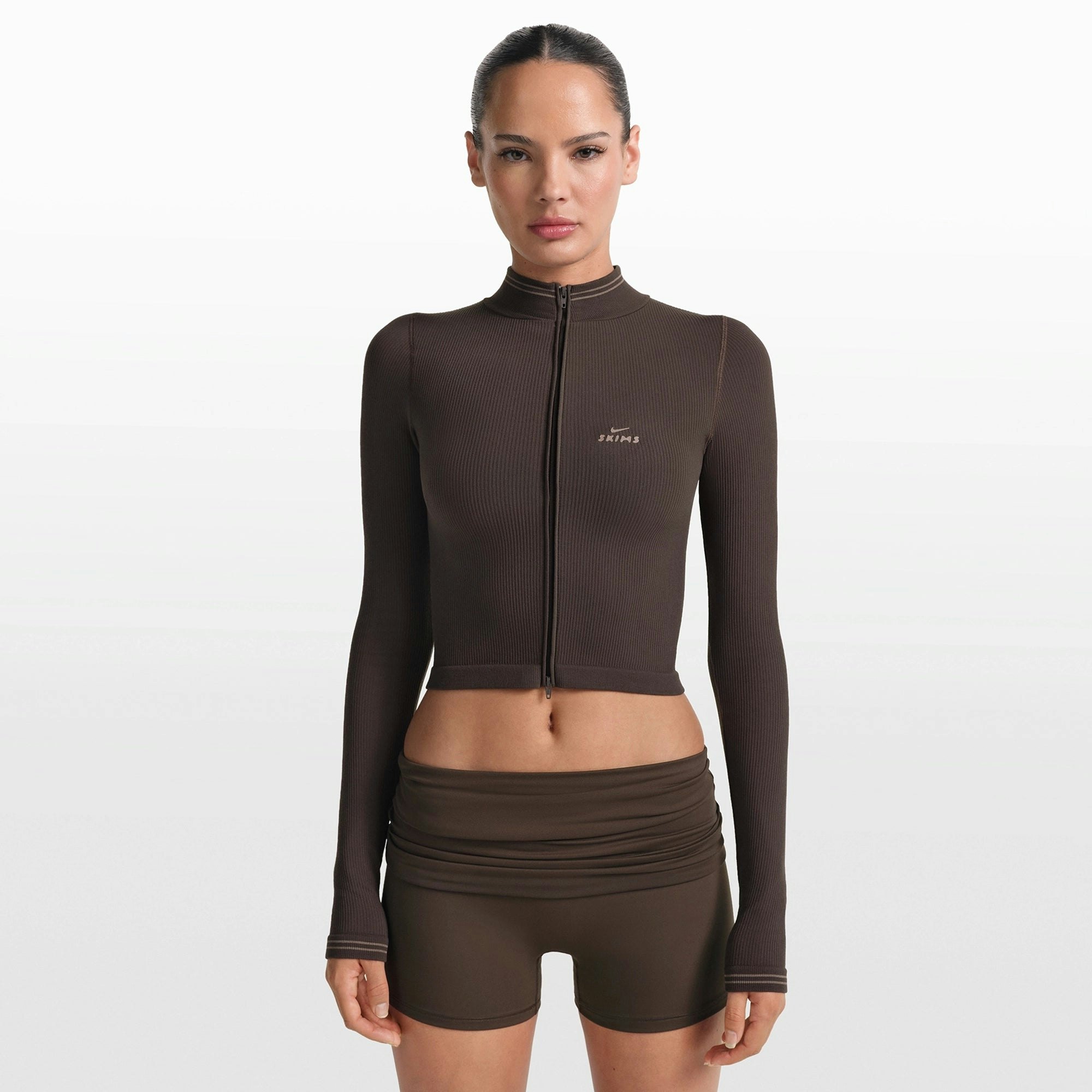 NikeSKIMS RIBBED SEAMLESS ZIP UP CROP JACKET - PHOENIX - image 2