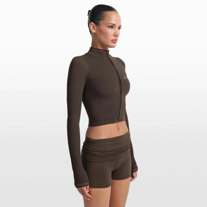 NikeSKIMS RIBBED SEAMLESS ZIP UP CROP JACKET - PHOENIX - image 3