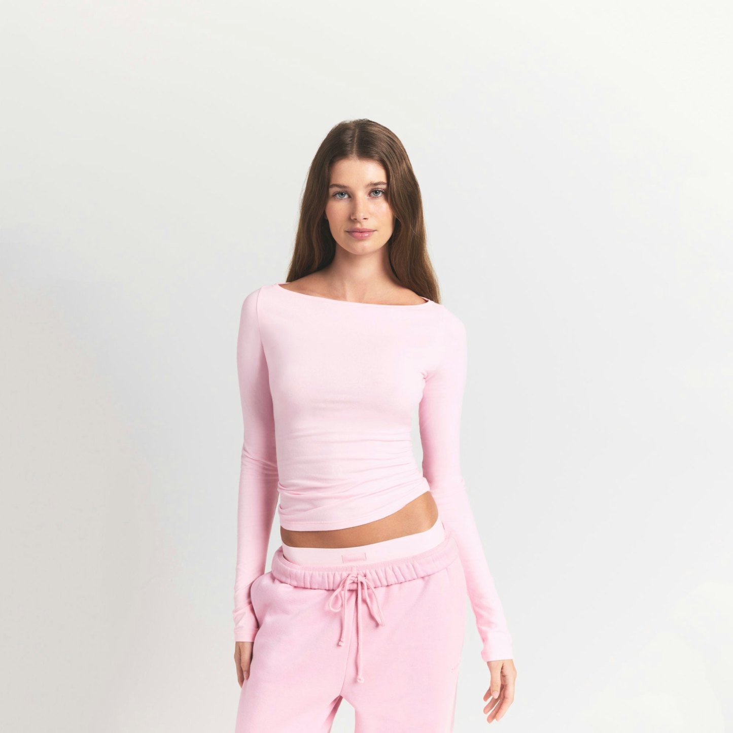 COTTON JERSEY LONG SLEEVE BOATNECK TOP - CHERRY BLOSSOM - image 3