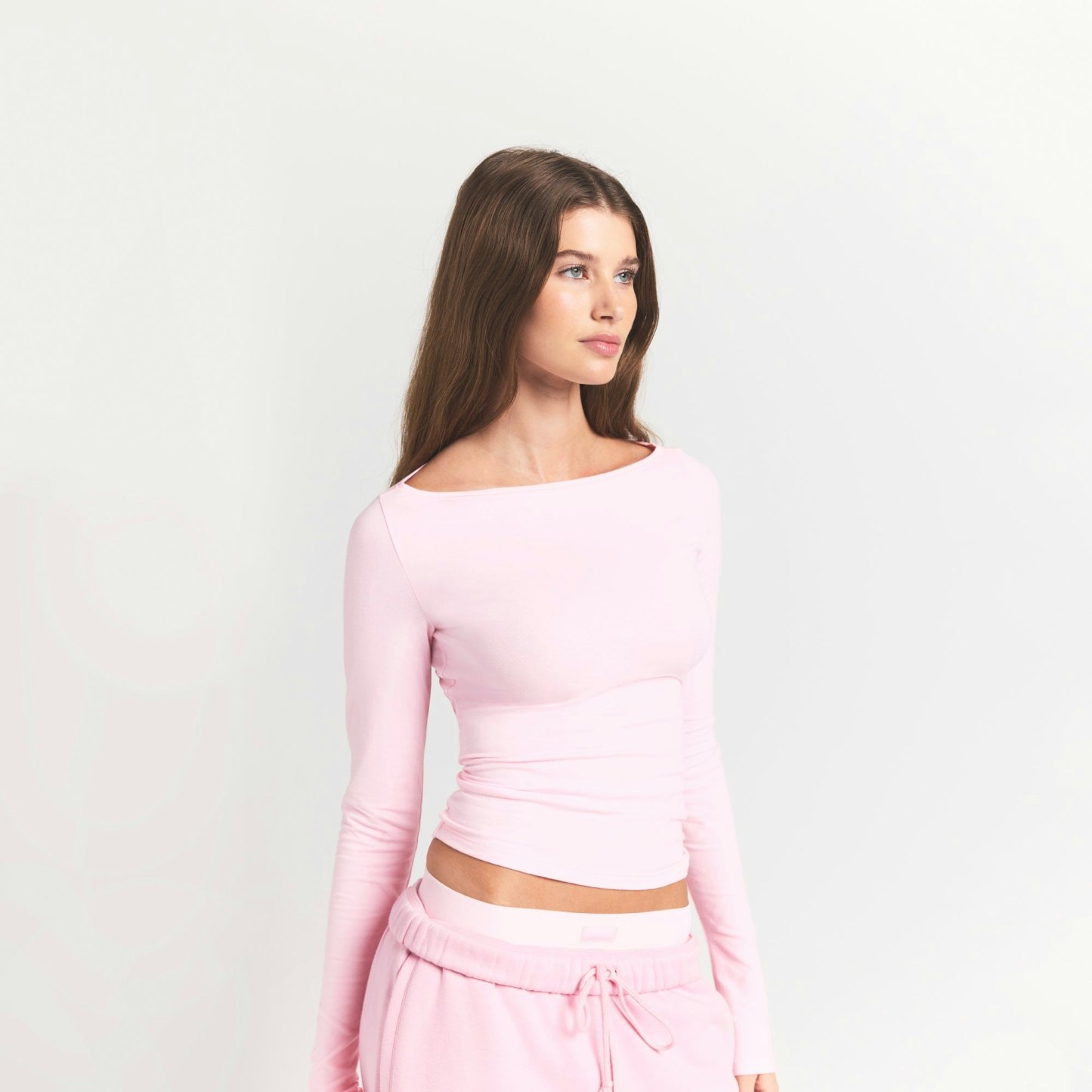 COTTON JERSEY LONG SLEEVE BOATNECK TOP - CHERRY BLOSSOM - image 2
