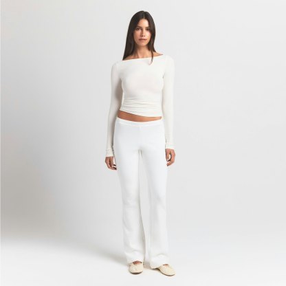 COTTON JERSEY LONG SLEEVE BOATNECK TOP - MARBLE - image 6