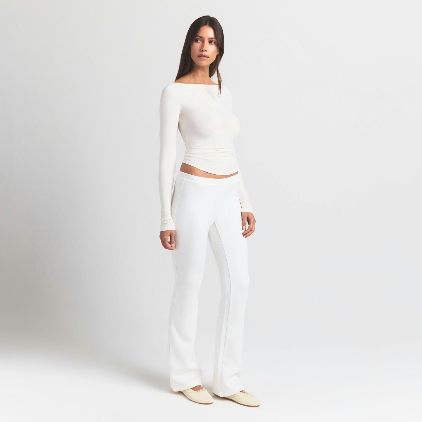 COTTON JERSEY LONG SLEEVE BOATNECK TOP - MARBLE - image 8