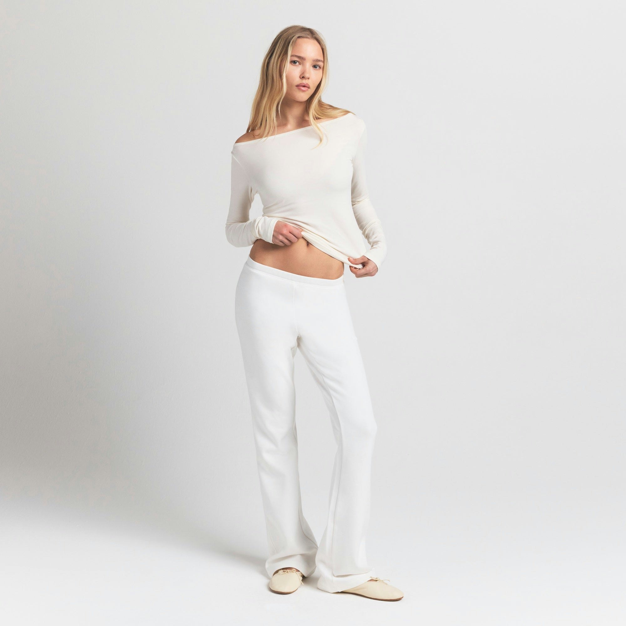 COTTON JERSEY LONG SLEEVE BOATNECK TOP - MARBLE - image 11