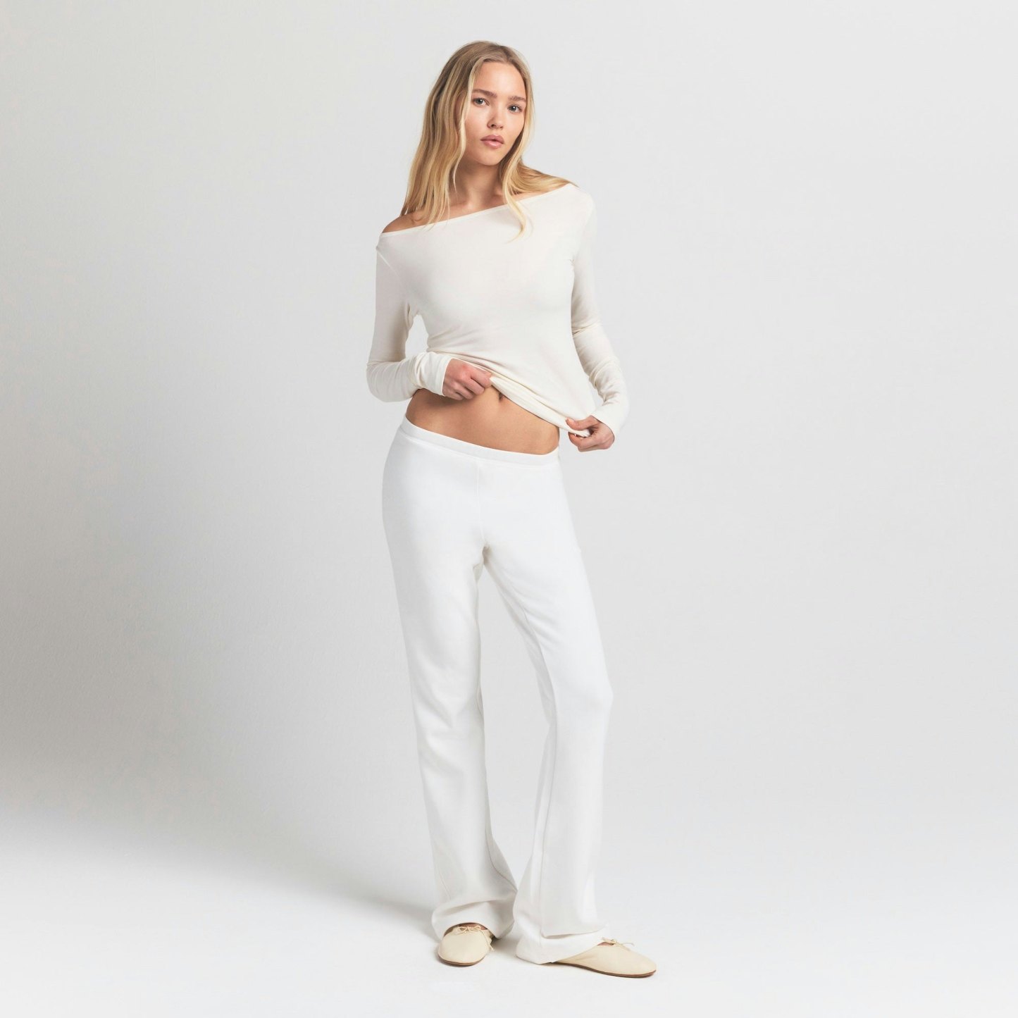 COTTON JERSEY LONG SLEEVE BOATNECK TOP - MARBLE - image 11