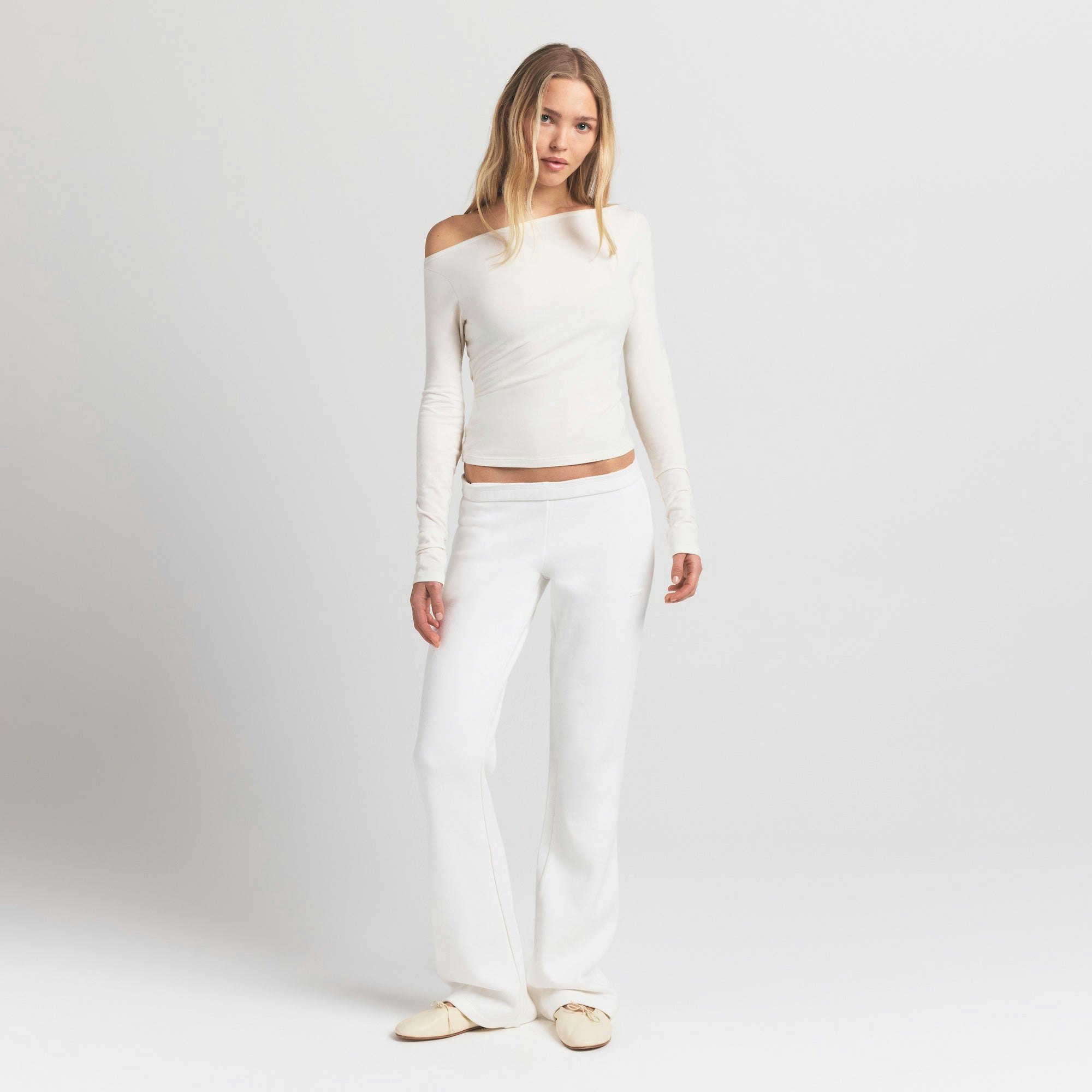 COTTON JERSEY LONG SLEEVE BOATNECK TOP - MARBLE - image 10