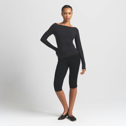 COTTON JERSEY LONG SLEEVE BOATNECK TOP - SOOT - image 14