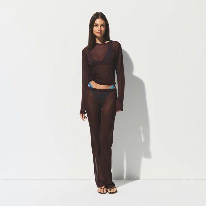 SLINKY KNIT CREW NECK LONG SLEEVE TOP - CURRANT - image 12