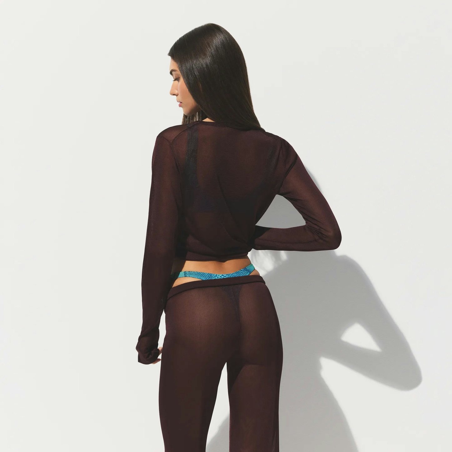 SLINKY KNIT CREW NECK LONG SLEEVE TOP - CURRANT - image 14