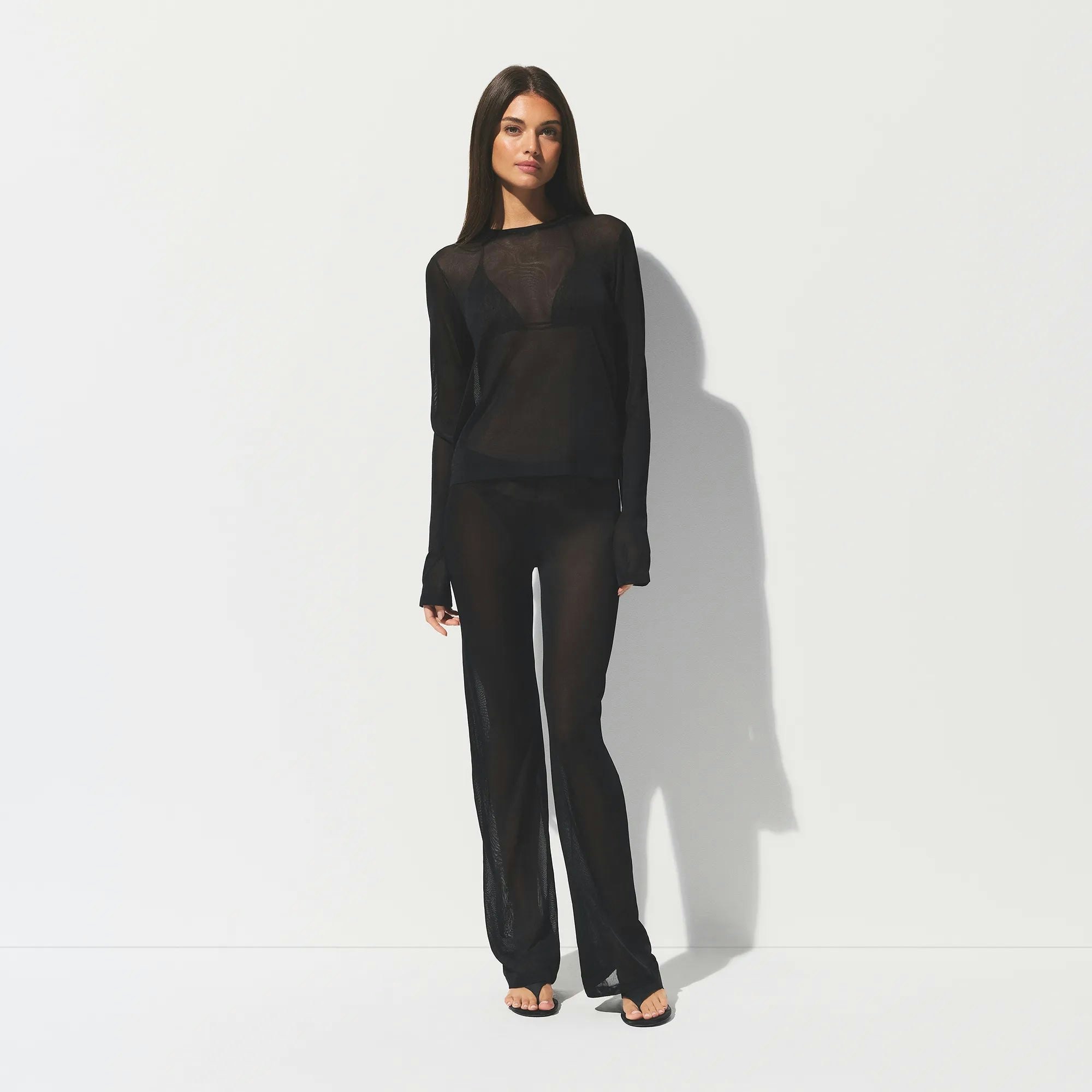 SLINKY KNIT CREW NECK LONG SLEEVE TOP - OBSIDIAN - image 4