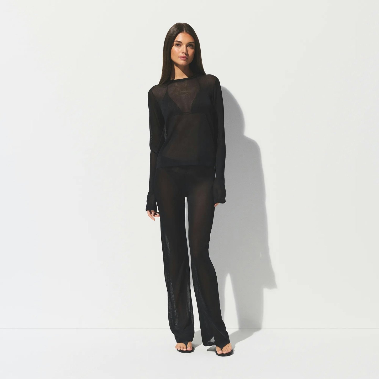 SLINKY KNIT CREW NECK LONG SLEEVE TOP - OBSIDIAN - image 4