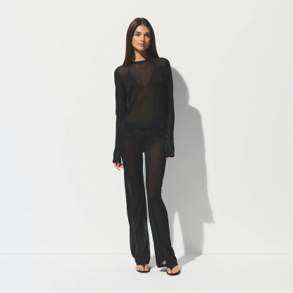 SLINKY KNIT CREW NECK LONG SLEEVE TOP - OBSIDIAN - image 4
