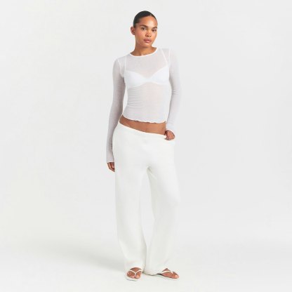 SHEER RIB LONG SLEEVE TOP - SNOW - image 6