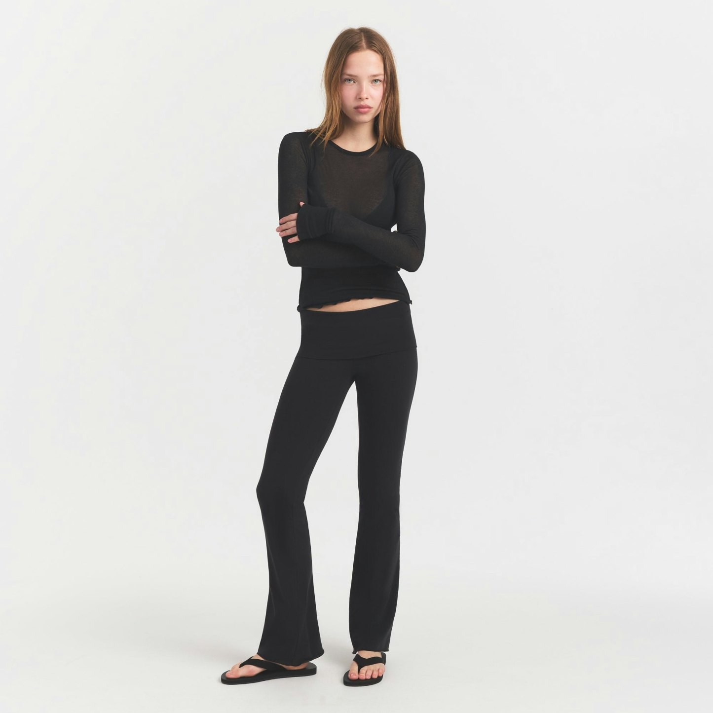 SHEER RIB LONG SLEEVE TOP - SOOT - image 16
