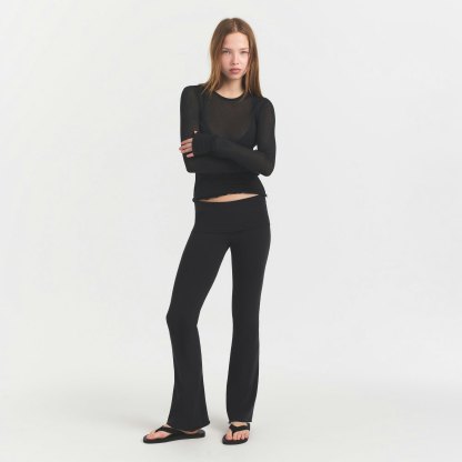 SHEER RIB LONG SLEEVE TOP - SOOT - image 16