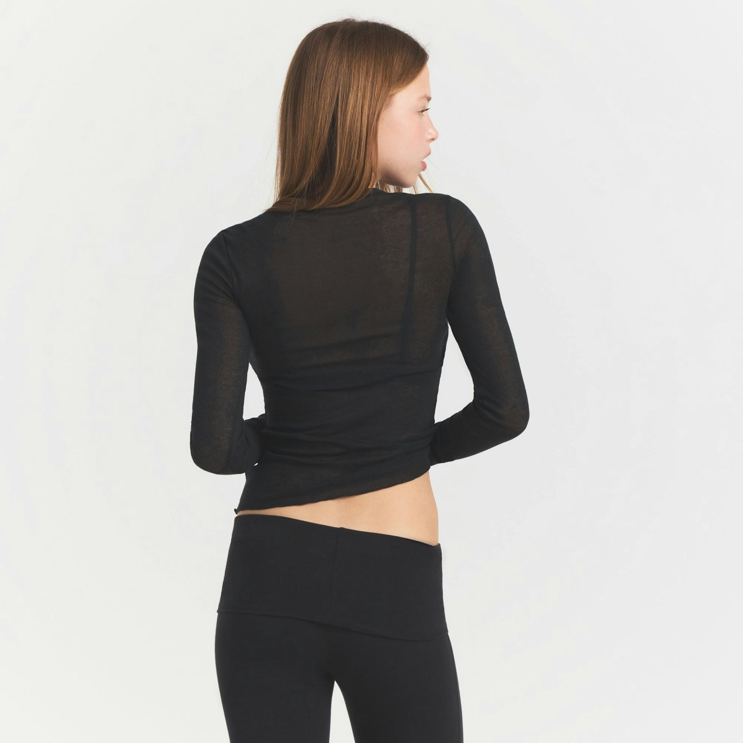 SHEER RIB LONG SLEEVE TOP - SOOT - image 18