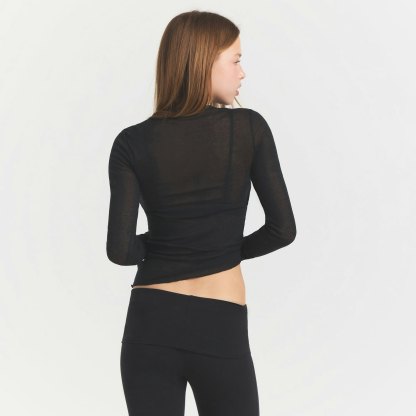 SHEER RIB LONG SLEEVE TOP - SOOT - image 18