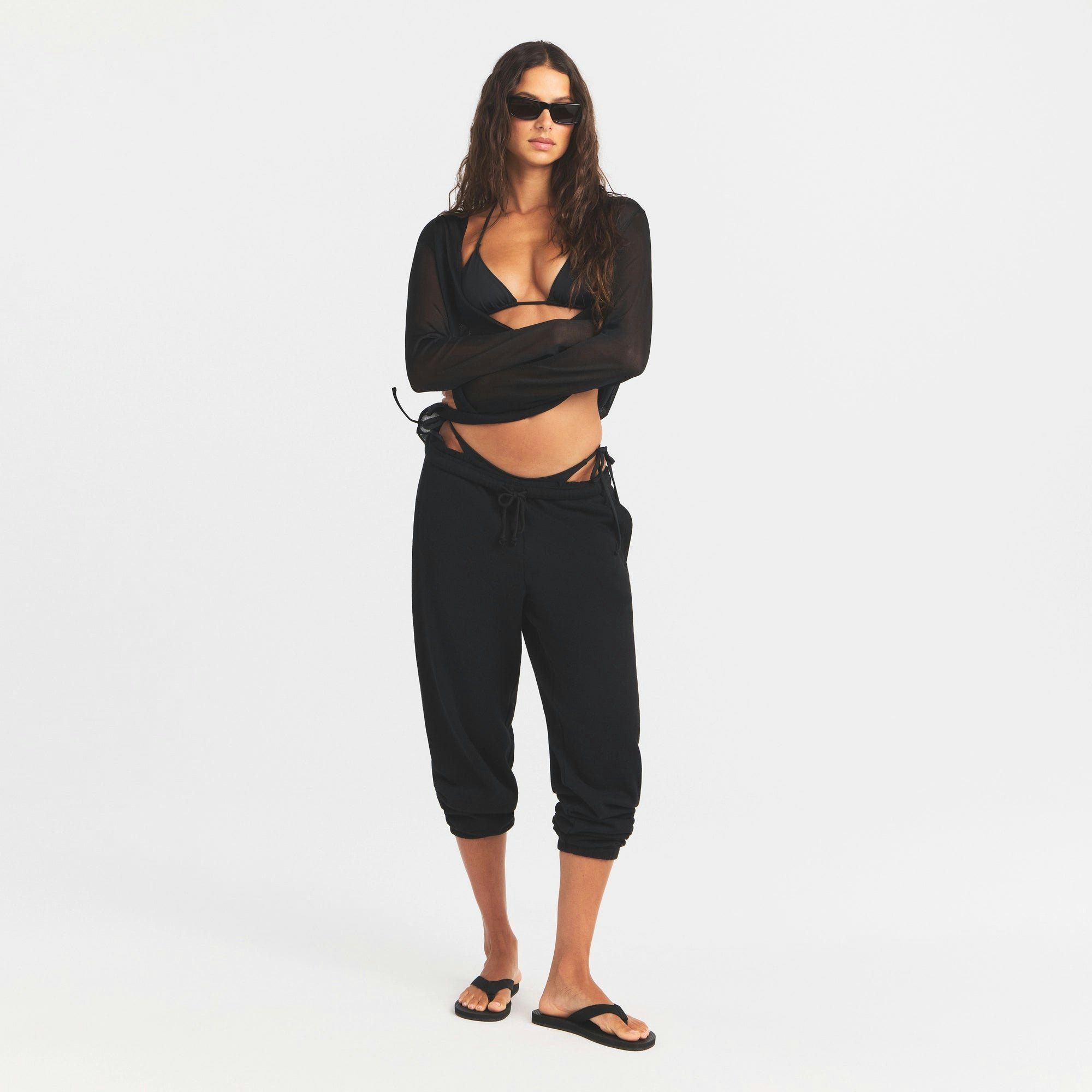 SLINKY KNIT DEEP PLUNGE TOP - OBSIDIAN - image 10