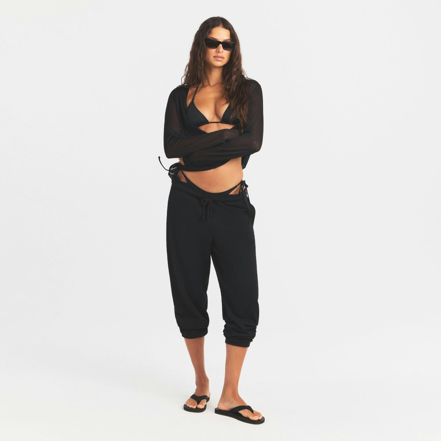 SLINKY KNIT DEEP PLUNGE TOP - OBSIDIAN - image 10